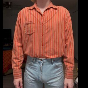 No Boundaries Orange Striped Button-up